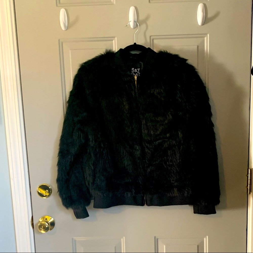 Say What Juniors faux fur bomber jacket - size medium